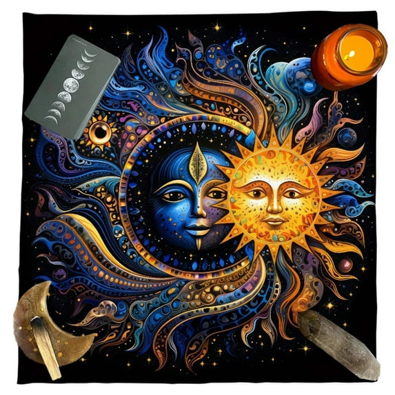 AOOOWER Moon & Sun Astrologys Tarots Tablecloth Altars Cloth Divinations Tablecloth