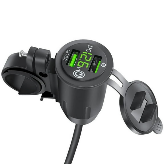 AOOOWER Motorcycle Handlebar Mount USB Charger Double Quick Charges Port for Motorcycles