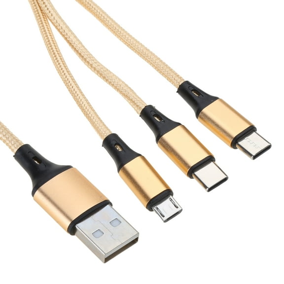 AOOOWER Multi Charging Cable Nylon Braided Universal 3 in 1 Multiple Ports USB Fast Charger Cord with Type C MicroUSB Connector