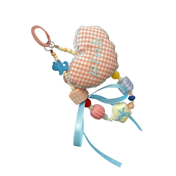 AOOOWER Multi Functional Lattice Heart Ribbon Bows Pendant Mobile Phone Lanyard Multifunctional Key Holder for Everyday Use