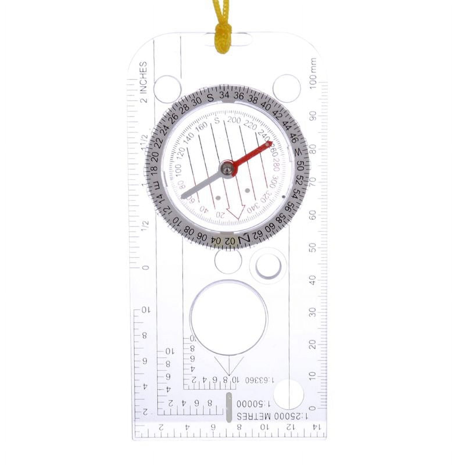 AOOOWER Multi-function Drawing Ruler Professional Map Scale Camping Navigation Compass Angle Ruler Magnifier