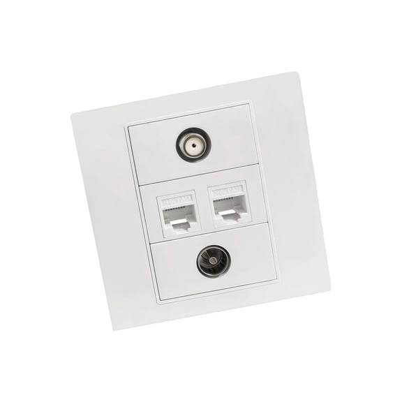 AOOOWER Multimedia Socket Panel TV9.5 RJ45 F Connectors Wall Plate For Home Office Easy Installation Not Need Solder Design