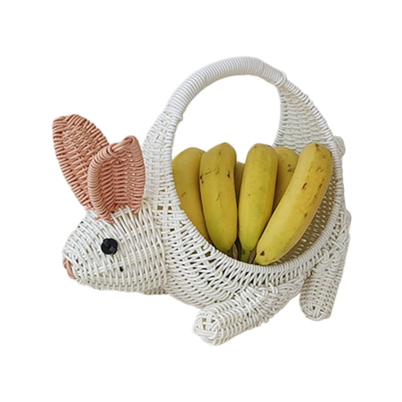 AOOOWER Natural Weave Plastic Storage Basket with Handle for Picnics and Home Use