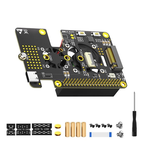 AOOOWER New 3 in 1 Combo M.2 NVMe SSDs to PCIe Adapters with Coolers Fan and Automatic LED