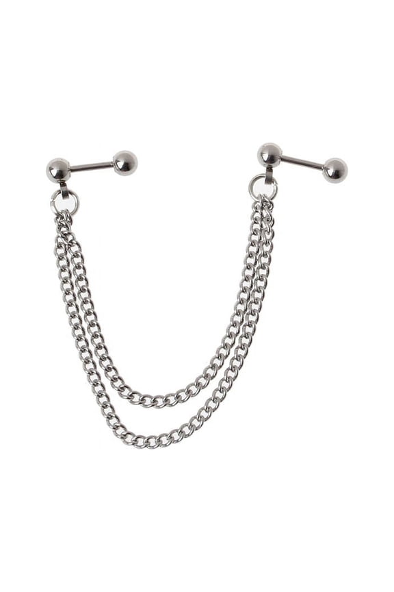 Niche Punk Earrings with Chain Dangle Earrings Double Piercing Earring All-match for Couple Daily Wear Dating Day