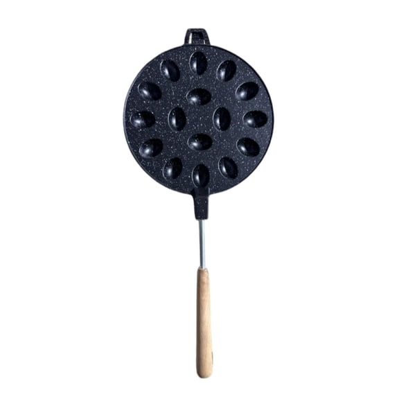 AOOOWER Nonstick Walnut Cookie Maker Pan Baking Tool with Wood Handle for Nut Waffles and Pastries Aluminum Alloy Kitchen