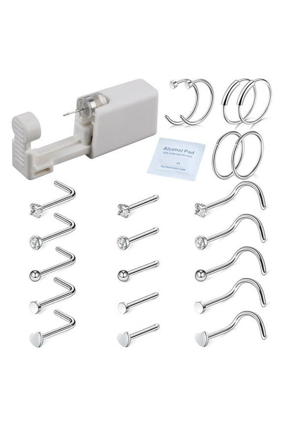 Nose Piercing Nailer Kit Disposable Safe Sterile Piercing Unit For Self Nose Piercing Nailer Nose Stud Piercing Tool