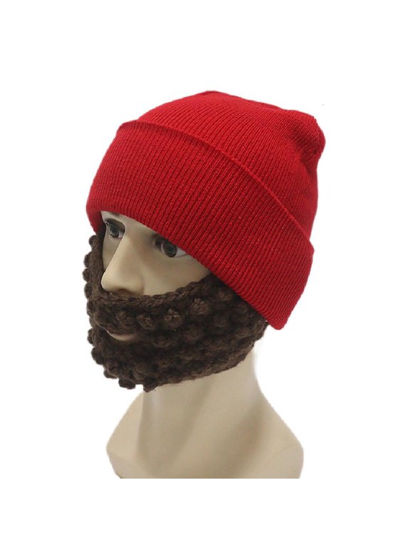 Novelty Handmade Beard Beanie Men Women Knit Wind Caps Funny Beard Beanie