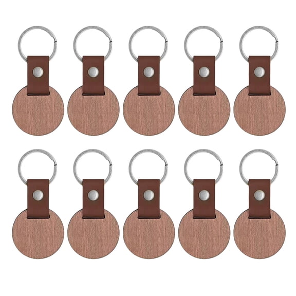 AOOOWER Pack Of 10 Blank Wood Keychains For DIY Crafts And Engraving Projects