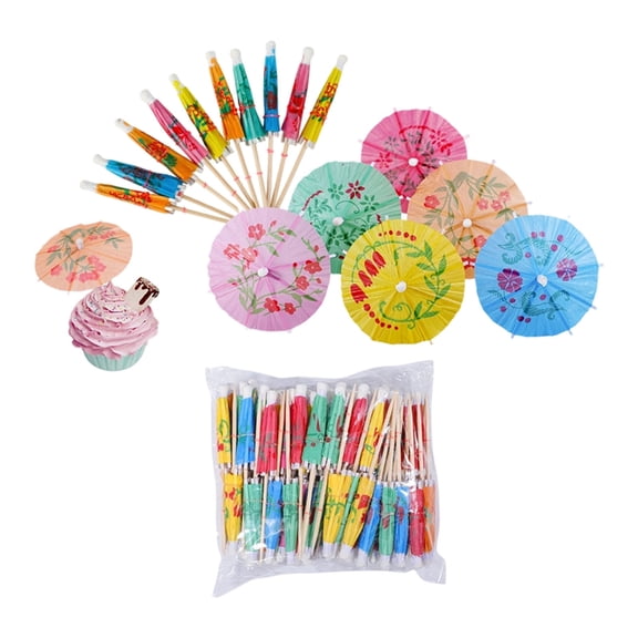 AOOOWER Pack Of 100 Fun Paper Umbrellas Picks Perfect For Tropical Drink And Snacks
