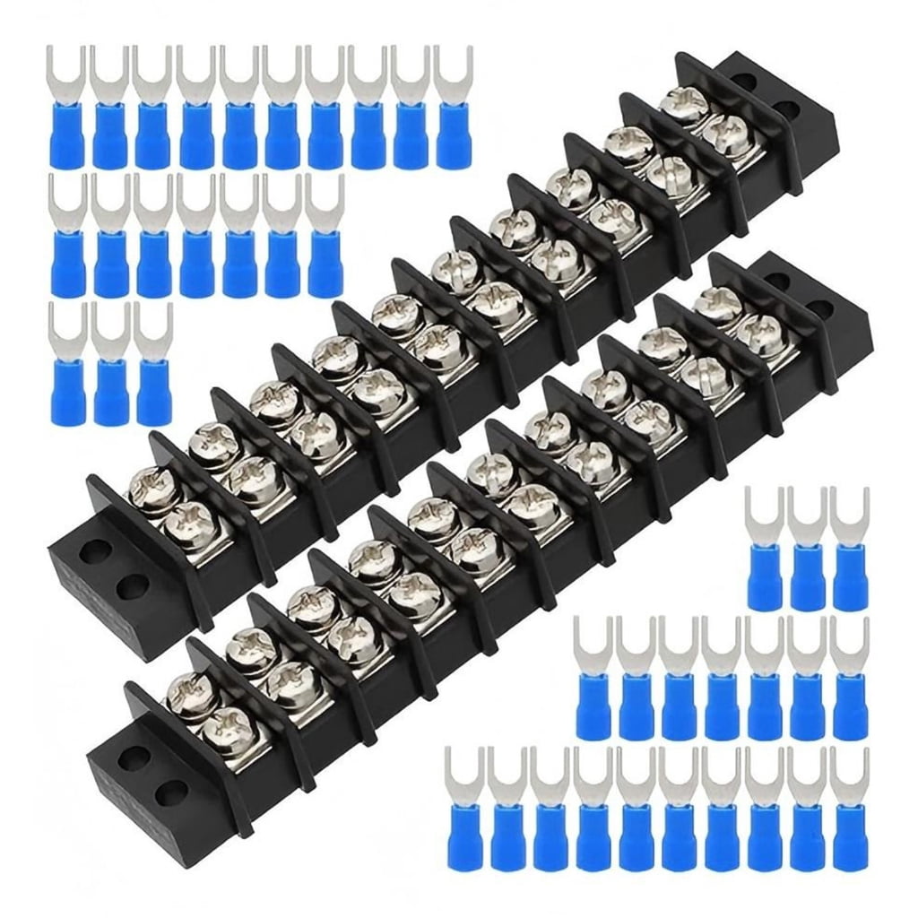 Electrical Terminals Rows AOOOWER Pack Of 2 Double Row Screw Terminal Blocks For Electrical ...