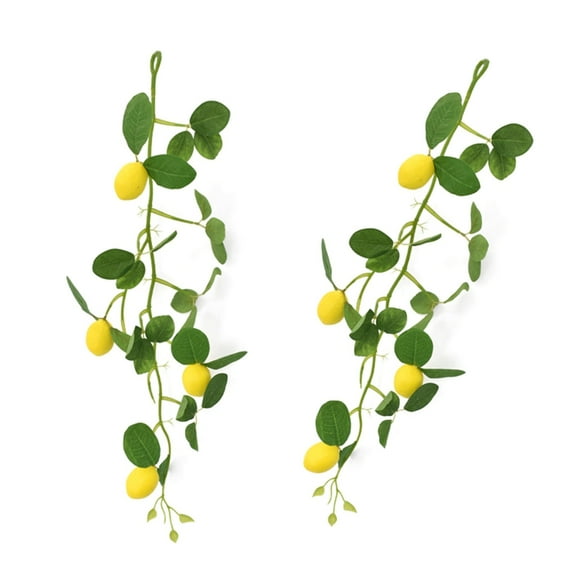 AOOOWER Pack of 2 Faux Lemon Stem Yellow Artificial Fruit Picks Accessory for Kitchen and Balconies Display Decoration