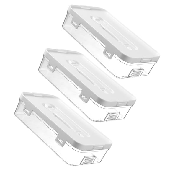 AOOOWER Pack of 3 Household Storage Unit Having Handle and Lid Clear Design Container