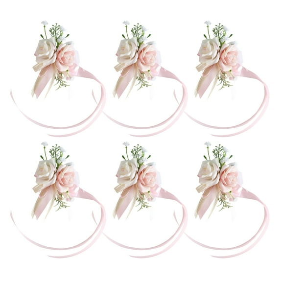 AOOOWER Pack of 6 Wrist Corsages Elegant Flower Accessories Wedding Decors Flower for Bridesmaids and Wedding Parties