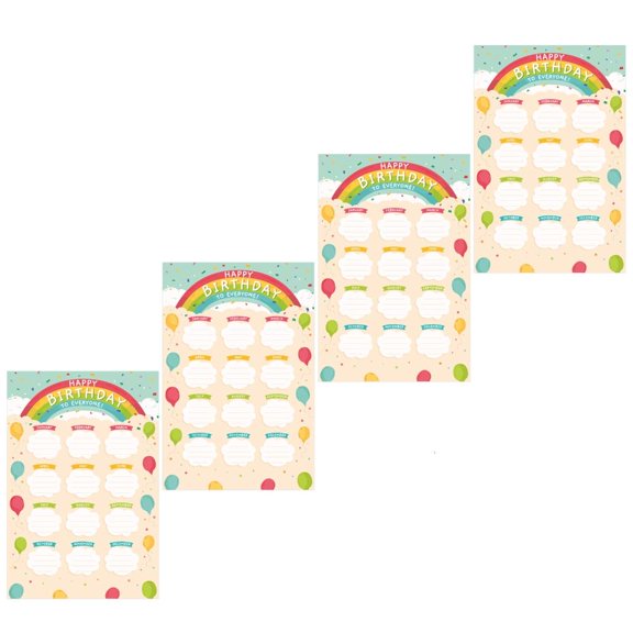 AOOOWER Paper Birthday Poster Chart with Write-In Months for Classroom Use