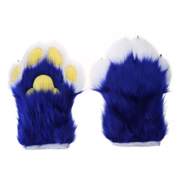 AOOOWER Paw Gloves Cosplays Wolf Bear Paw Plush Mittens for Women Girls