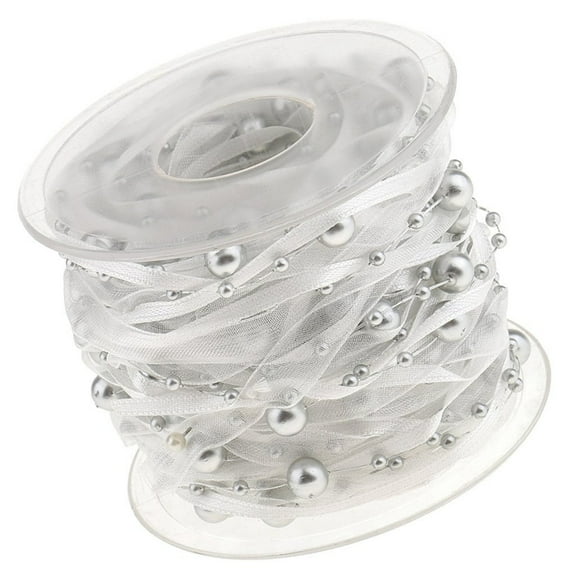 AOOOWER Pearls Decorated Organza Ribbon Accessory for Elegant Party And Home Decorations