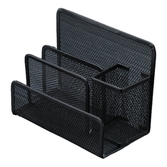 AOOOWER Pen Holder Black Metal File Holder 3 Sections File Organizer for Desk Organizer Translucen File Sorter File Folder Holder Mail Organizer Letter Holder for Envelopes Mail Electronics