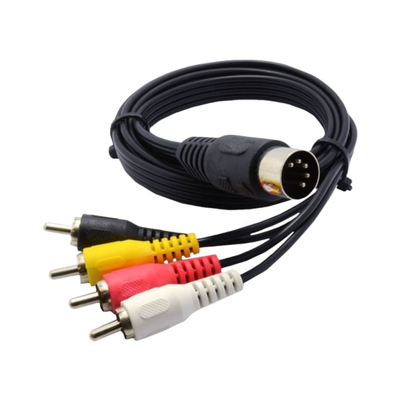 AOOOWER Permanent DIN 5Pin to 4RCA Sound Video Link for Professional Sound Equipment and 720P TVs