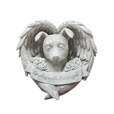 AOOOWER Pet Dog for Cat Monument Angel Wing Memorial Tombstone Resin Statue Crafts Ornam