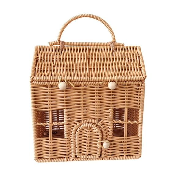 AOOOWER Plastic Wicker Suitcase for Parties Handwoven Rattan Picnics Basket with Handle