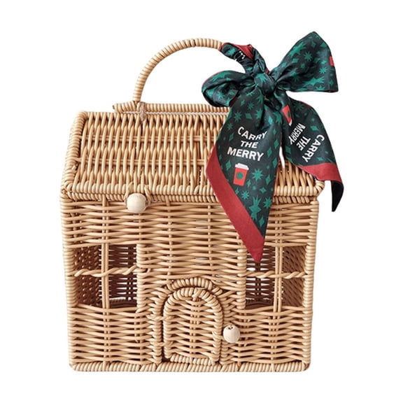 AOOOWER Plastic Wicker Suitcase for Parties Handwoven Rattan Picnics Basket with Handle