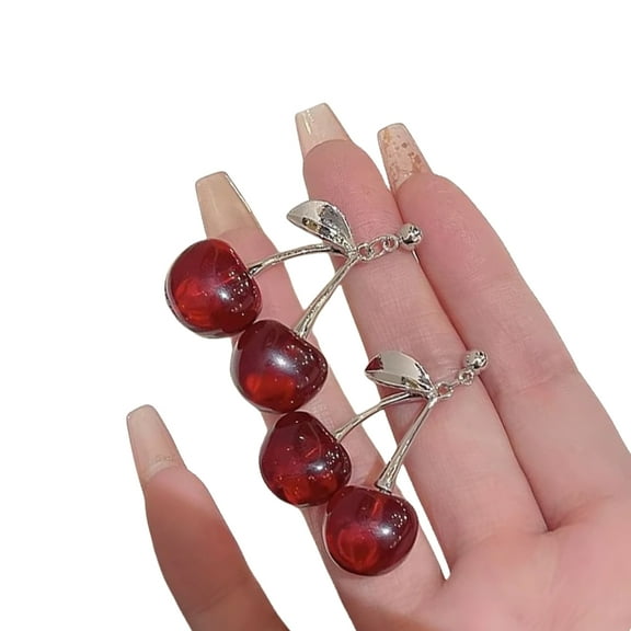 AOOOWER Playful Cherry Alloy Earrings Jewelry Elegant Dangle Ear Hook for Daily Wear