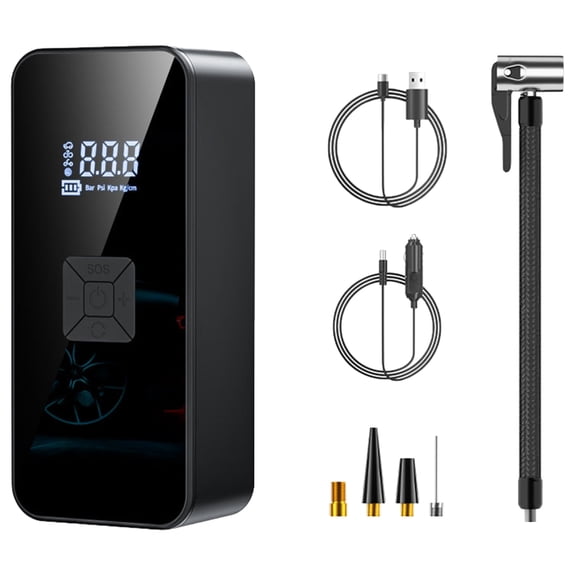 AOOOWER Portable Digital Display Air Compressor Inflation Device for Car Tires, Bicycles, and Sports Equipment Balls