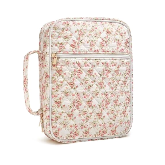 AOOOWER Portable Quilted Cover For Women Travel Prayer Book Organizers With Multiple Pockets And Cotton Carry Handle