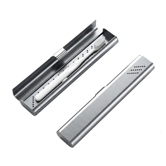 AOOOWER Portable Toothbrush Storage Case, Metal Hard Shell with Drying Holes for Travel Packing, Bathroom Use, and Daily Carry