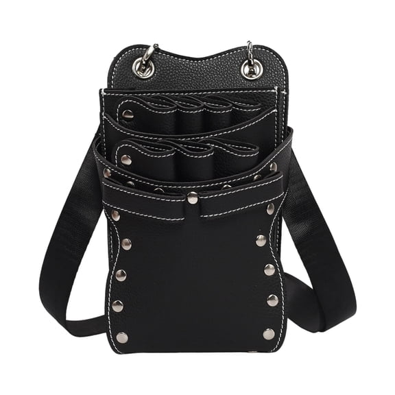 AOOOWER Practical 7 Compartment Hairdressing Tool Organizer For Barbers Adjustable Belt Clip Holder Secure Storage Case