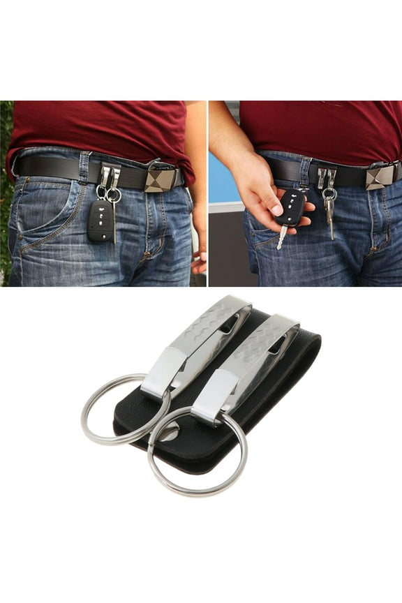 Practical Men Belt Loop Keychain with 2 Detachable Clips for Key Ring Ho