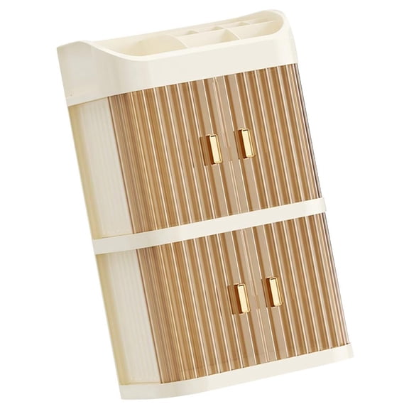 AOOOWER Premium Makeup Display Case Elegant 3 Layer Vertical Organizers With Covers For Dresser Desktop