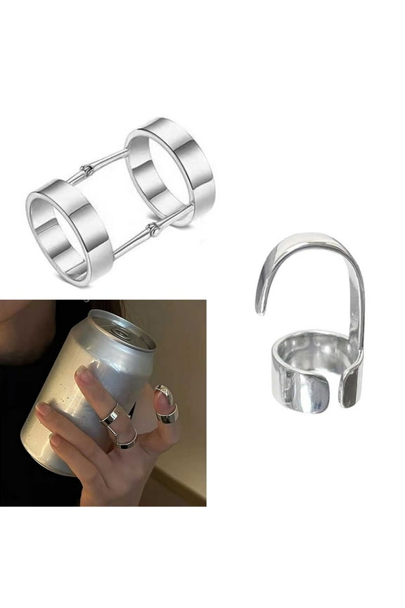 Punk Gothic Rock Hinged Finger Rings Double-Loop Activity Ring Costume Finger Armor-Ring Jewelry Gift