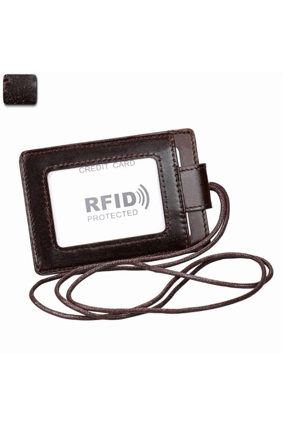 RFID Genuine Business ID Card Credit Wallet Badge Holder Coin Purse Lany