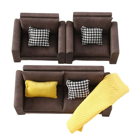 AOOOWER Realistic Dollhouses Furniture Loveseat Sofa 1/12 Scale Wooden Couch Craft