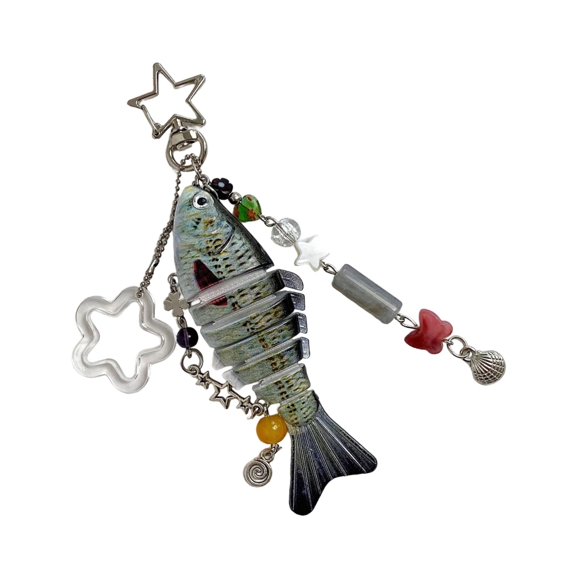 AOOOWER Realistic Multi Section Fish Keychain Anglers Gift Practical Keyring Accessory