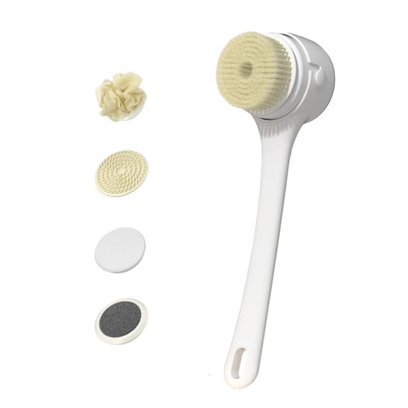 AOOOWER Rechargeable Body Exfoliatings Brush Waterproof Design 5Interchangeable Brush Head For Effective Back Scrub In Shower