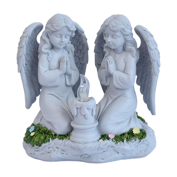 AOOOWER Resin Angel Statue with Solar Lanterns for Garden Courtyards Decors Ornament Gift