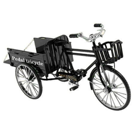 AOOOWER Retro Metal Tricycle Toy with Truck Box Three Wheeled Truck Model Ornament for Nostalgic Home or Office Decors