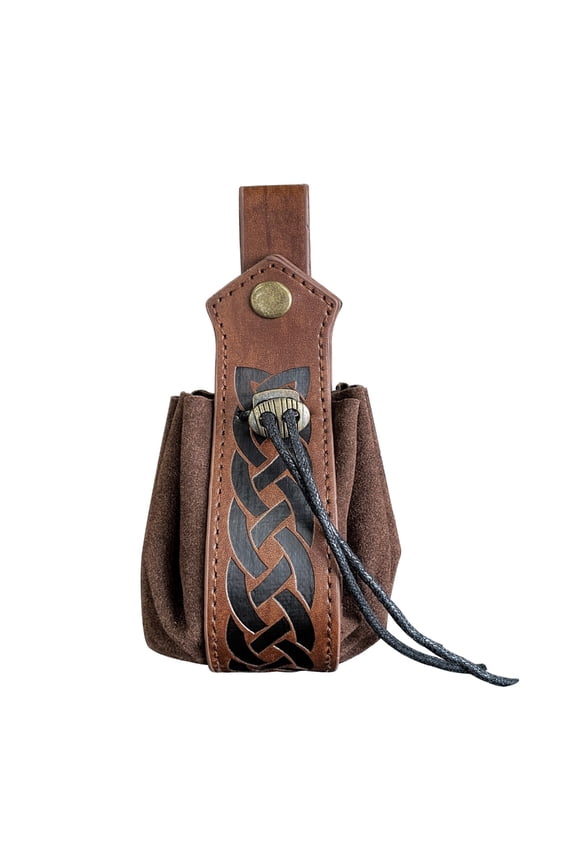 Retro-PU-Dice Bag Medieval Belt Bag Coins Money Drawstring Pouch Jewelry Storage Bag Viking Style-Dice Pouch for Unisex