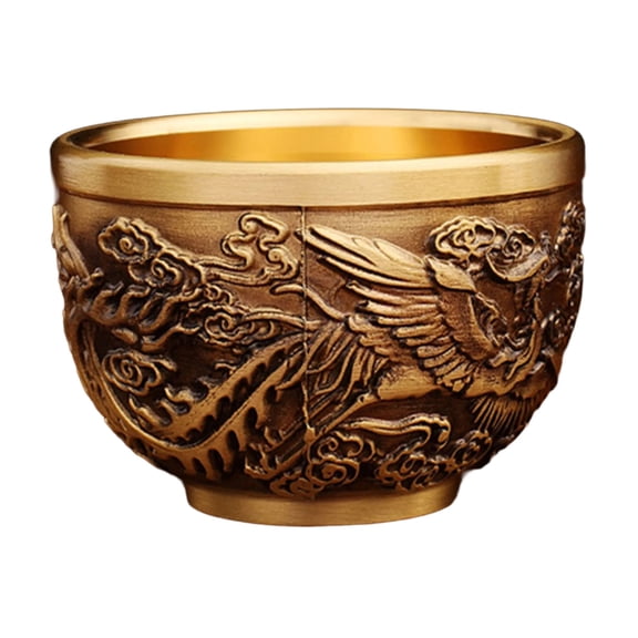 AOOOWER Retro Styles 6Cm Coppers Dragon Phoenixes Figurine With Intricate Carving Desk Collectible Ideal For Collectors And Gift
