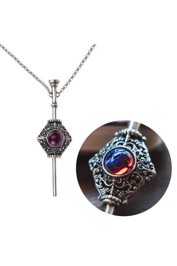 Retro Witch Necklace Dragon Breath Stone Pendant Chain with Blood Pack Charm