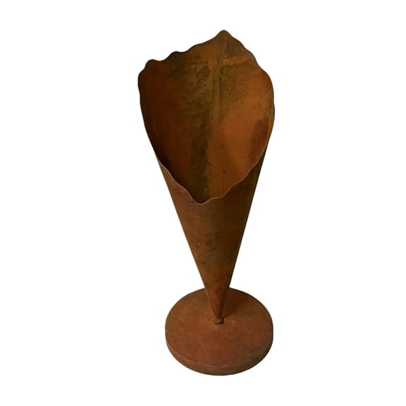 AOOOWER Retros Metal Flower Container With Weathered Texture Ice Cream Cones Shape