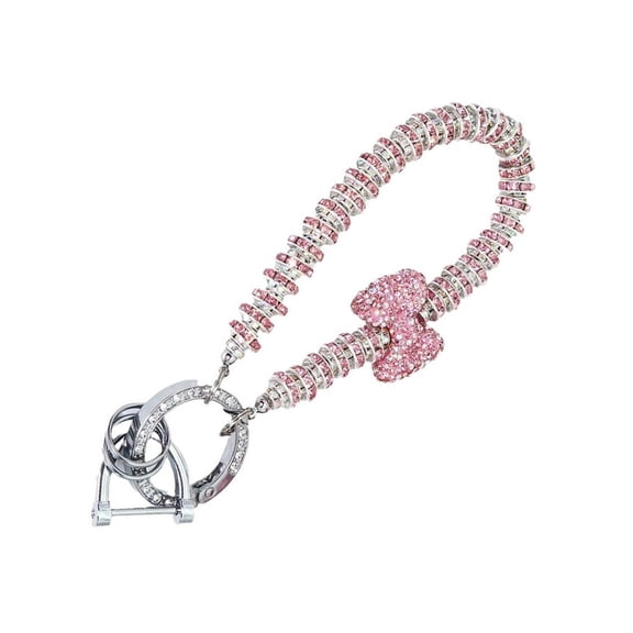 AOOOWER Rhinestoned Bowknot Keychain Anti Lost Key Ring Handle Rope Mobile Phone Pendant For Everyday Use And Special Occasion