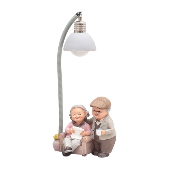 AOOOWER Romantics Senior Couple Figure Nightlight Old Married Couple Statues for Gift