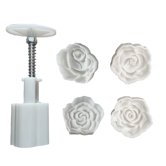 AOOOWER Rose Lotus Moon Cake Mold Household Mung Bean Cake Model Printed with Embossed Ice-skin Pastry Baking Grinding Tool