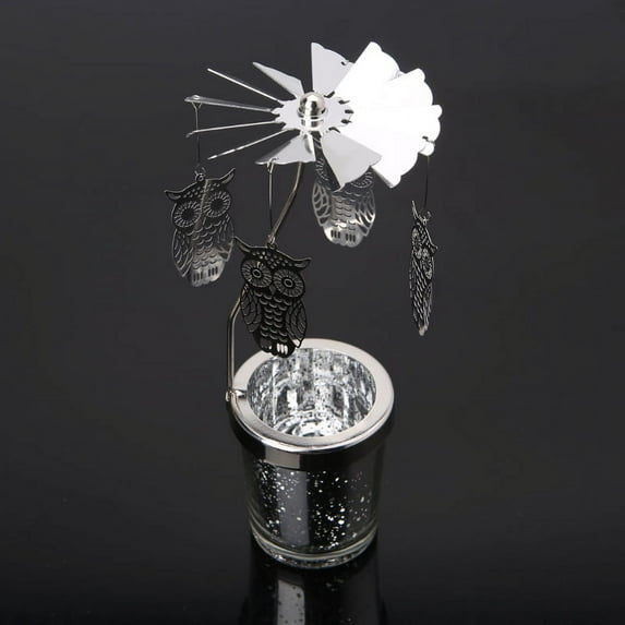 AOOOWER Rotary Candle Holder Metal Spinning Tea Light Cup Romantic Candlestick Ornament