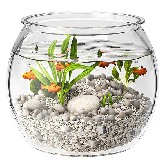 AOOOWER Round Aquarium For Fish And Turtles Easy To Clean Centerpieces Desktop Fish Bowl