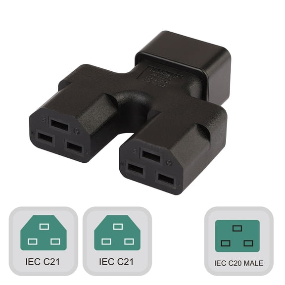 AOOOWER Safety ABS C20 to Dual C21 Power Adapters High-Temperature Resistance Connectors